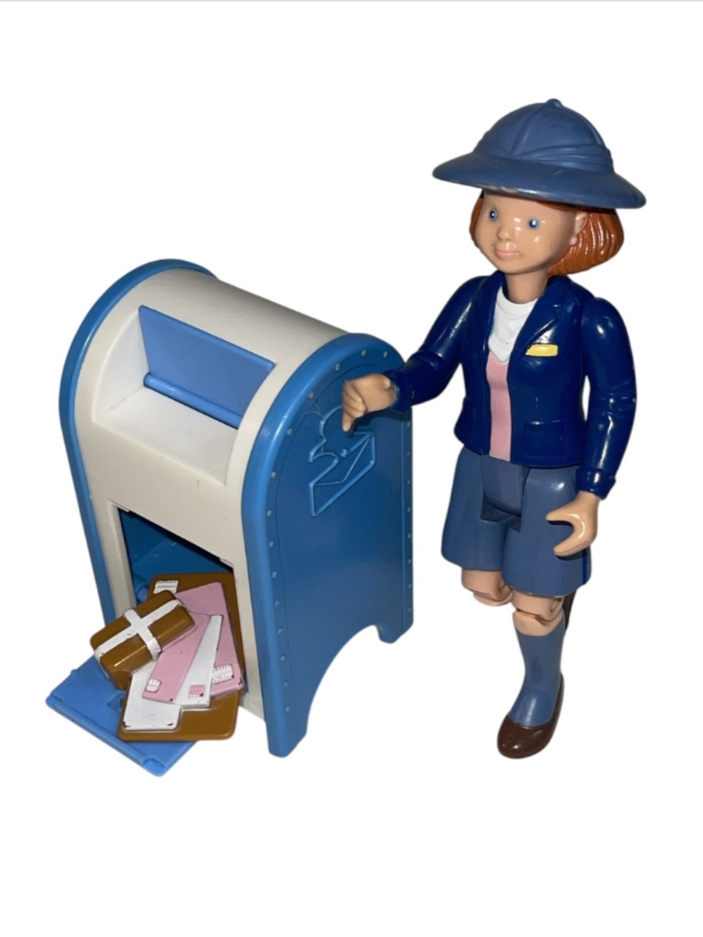 90s Fisher Price Loving Family Postal Carrier Mail Woman Mail Box Packages Lot